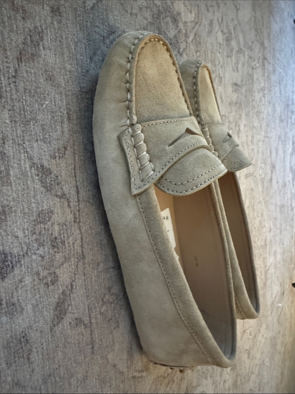 Veronica Beard Jia Suede Driver Penny Loafer in Sand